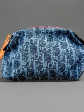 Christian Dior Blue Denim Trotter Flight Line Pouch